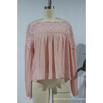 Ladies' Long-Sleeved Blouse With Lace Collar